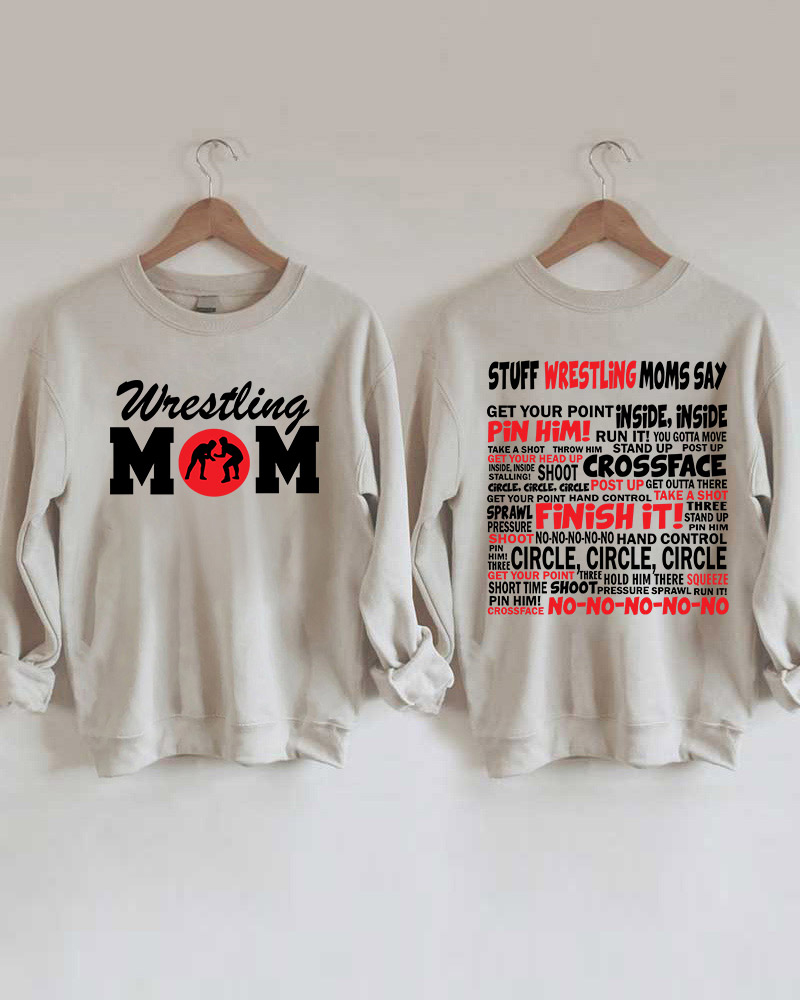Wrestling Moms Red Printed Sweatshirt-moweekender