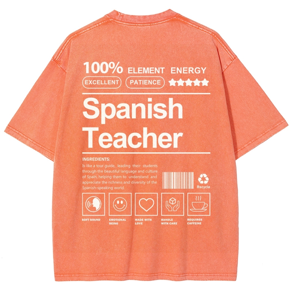 Spanish Teacher Unisex Fit Washed T-Shirt-moweekender