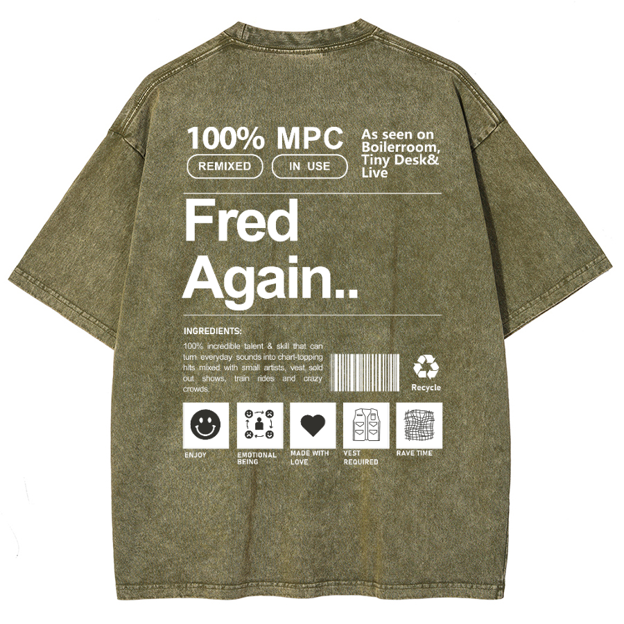 Fred Again Unisex Fit Washed Oversized T-Shirt-moweekender