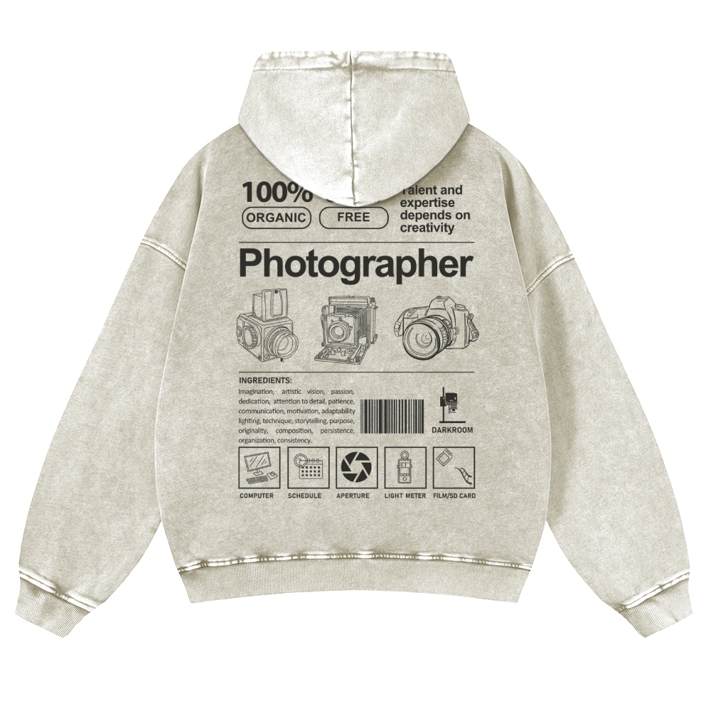 Photographer Casual Washed Hoodie