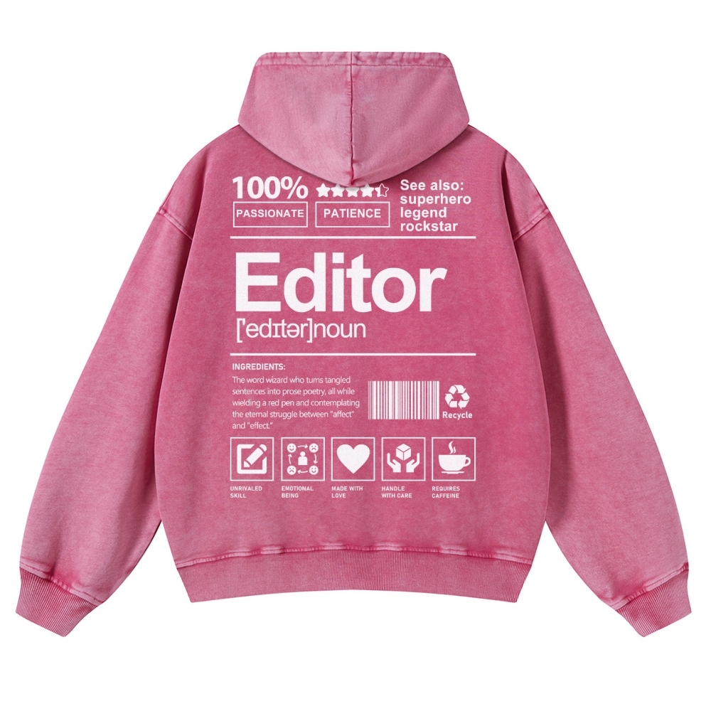 Editor Printed Vintage Washed Hoodie-moweekender
