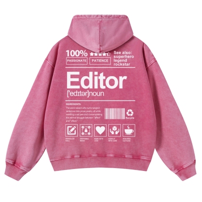 Editor Printed Vintage Washed Hoodie-moweekender