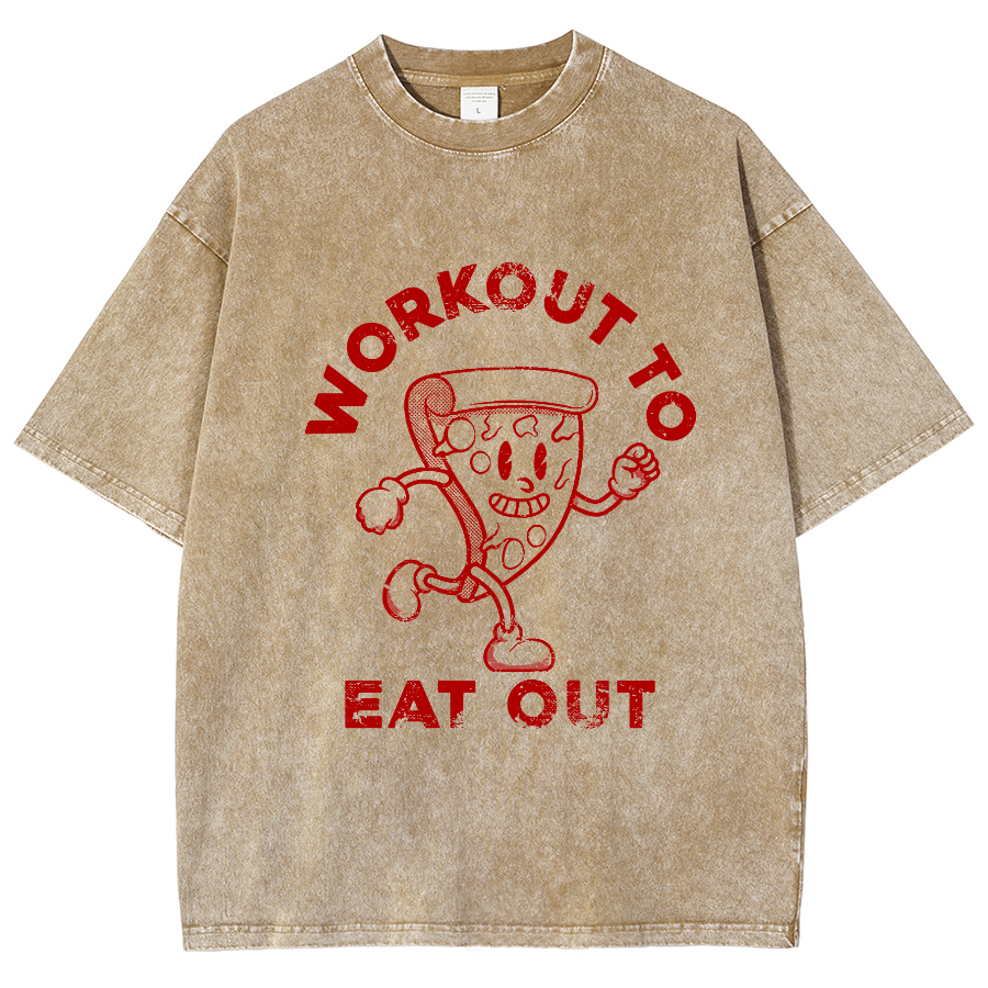 Workout To Eat Out Unisex Fit Washed T-Shirt-moweekender