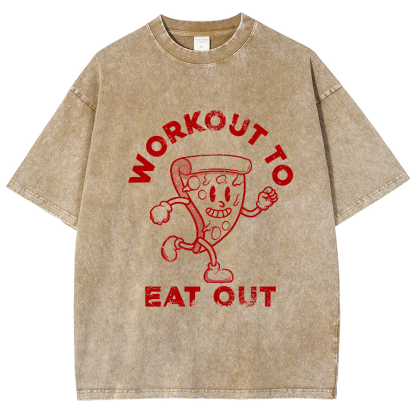 Workout To Eat Out Unisex Fit Washed T-Shirt-moweekender