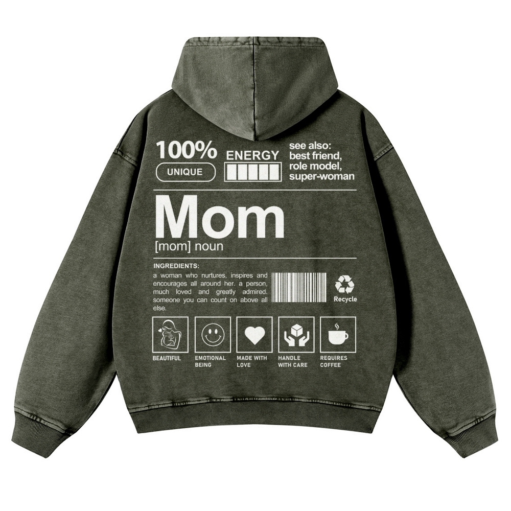Mom Printed Vintage Washed Hoodie-moweekender