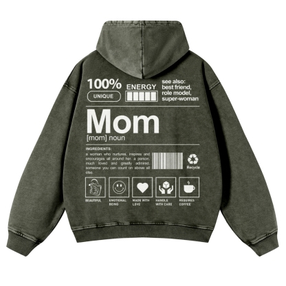 Mom Printed Vintage Washed Hoodie-moweekender