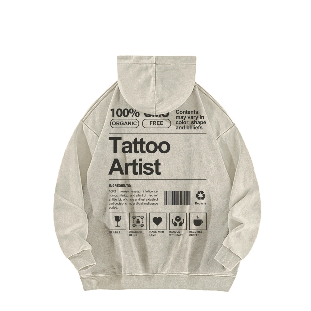 Tattoo Artist Casual Washed Hoodie-moweekender