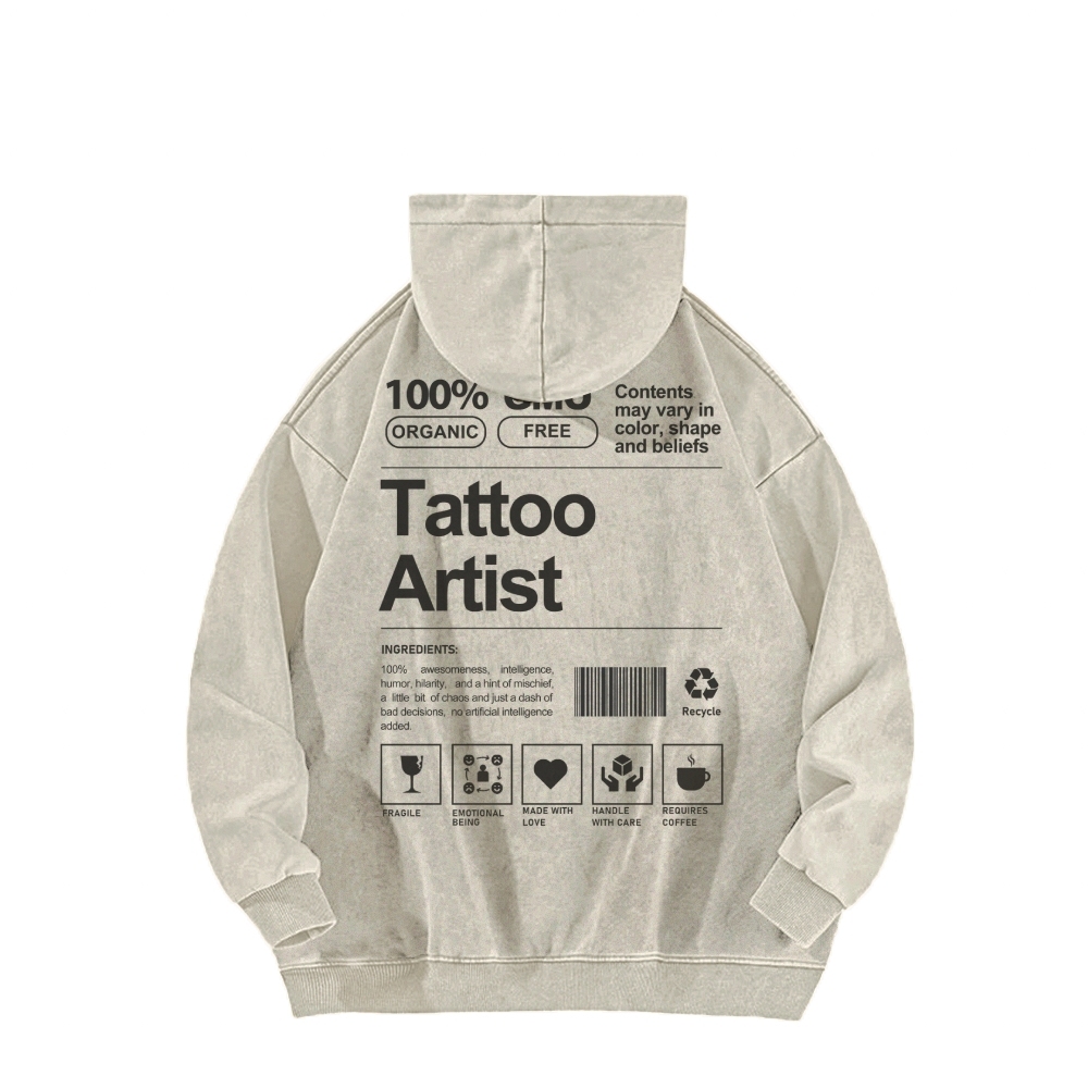 Tattoo Artist Casual Washed Hoodie-moweekender
