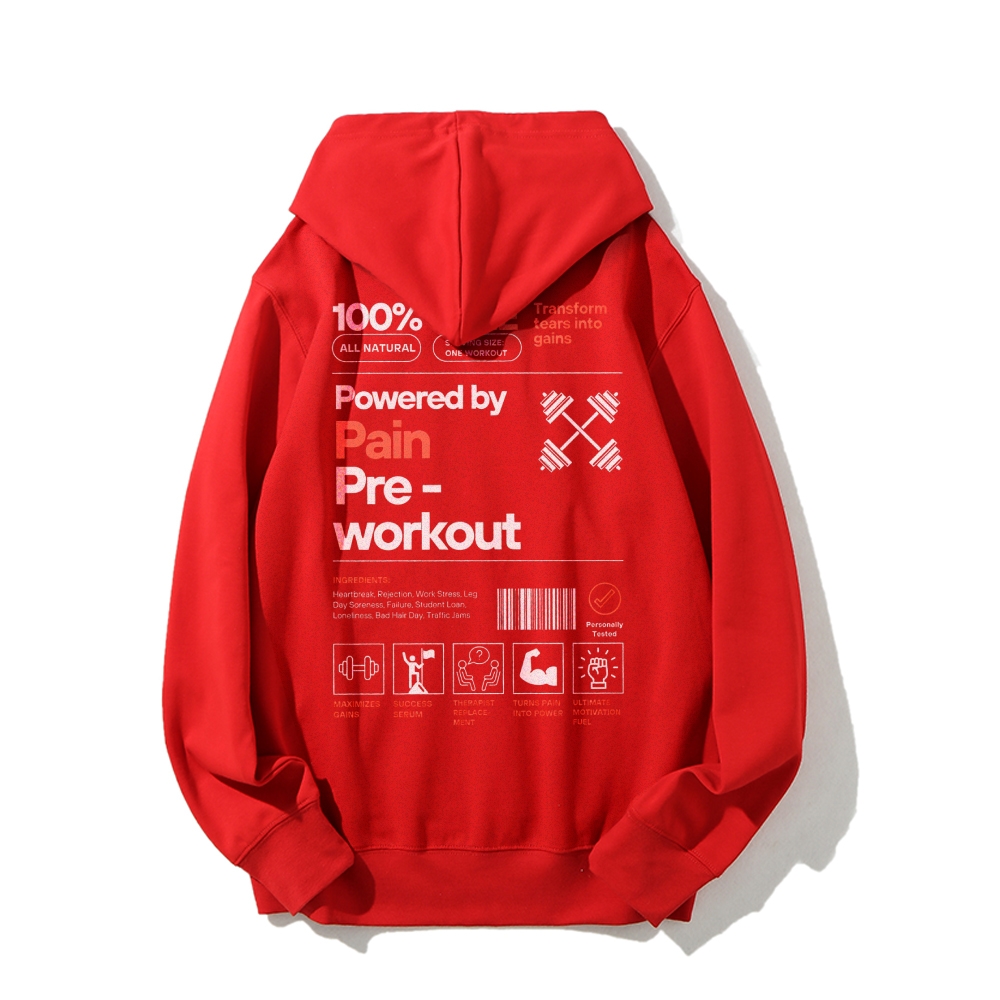 Powered By Pain Pre-Workout Casual Hoodie-moweekender