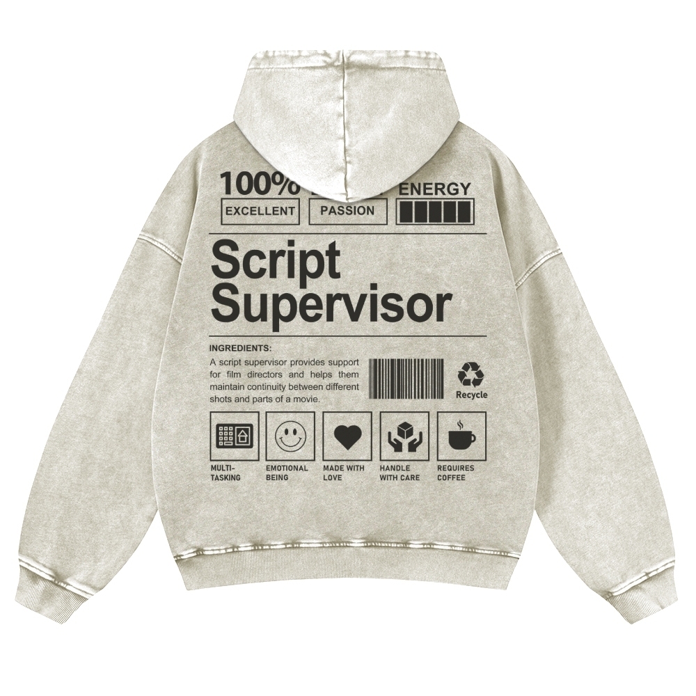 Script Supervisor Printed Vintage Washed Hoodie-moweekender