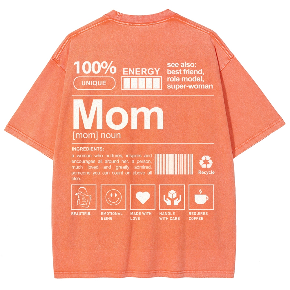 Mom Pattern Washed Vintage Short Sleeves T-Shirt-moweekender