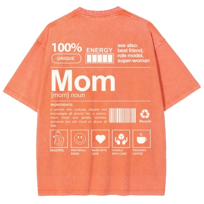 Mom Pattern Washed Vintage Short Sleeves T-Shirt-moweekender