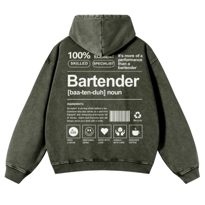 Bartender Printed Vintage Washed Hoodie-moweekender