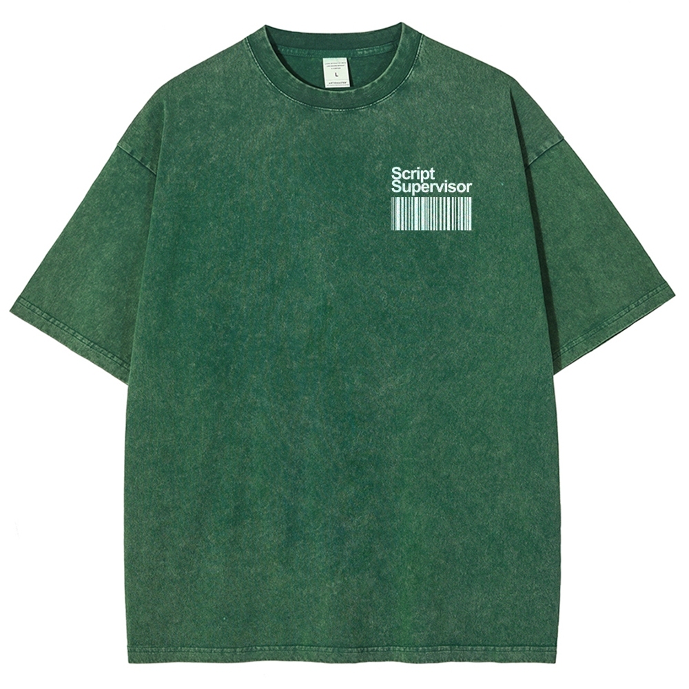 Script Supervisor Pattern Washed Vintage Short Sleeves T-Shirt-moweekender