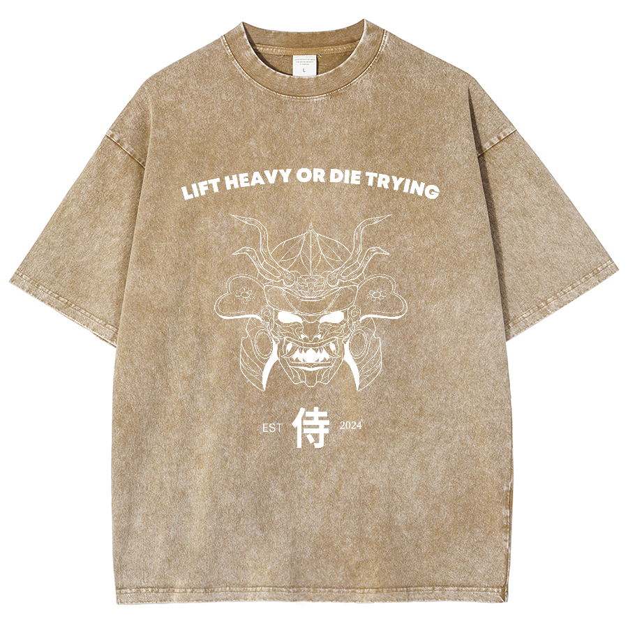 Lift Heavy Or Die Trying Unisex Fit Washed Oversized T-Shirt-moweekender