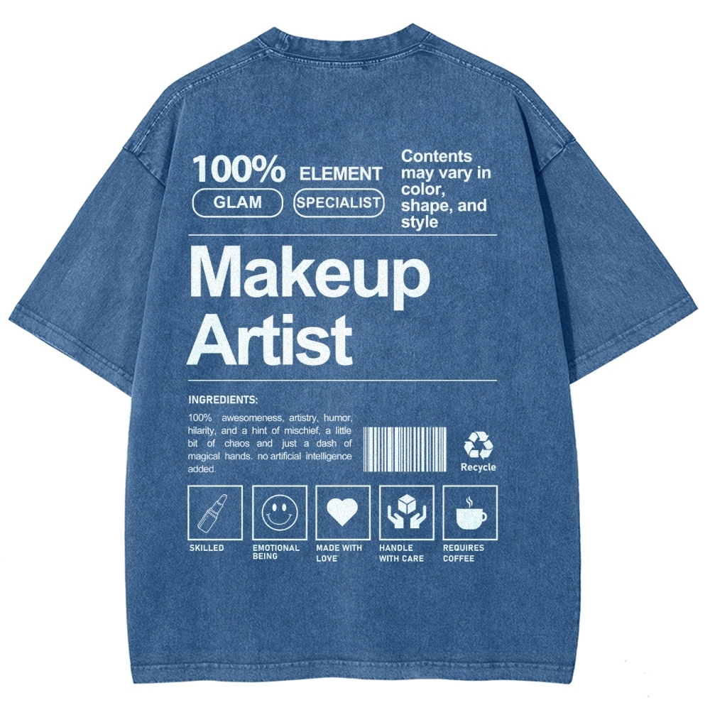 Makeup Artist Vintage Snowflake Washed T-Shirt-moweekender