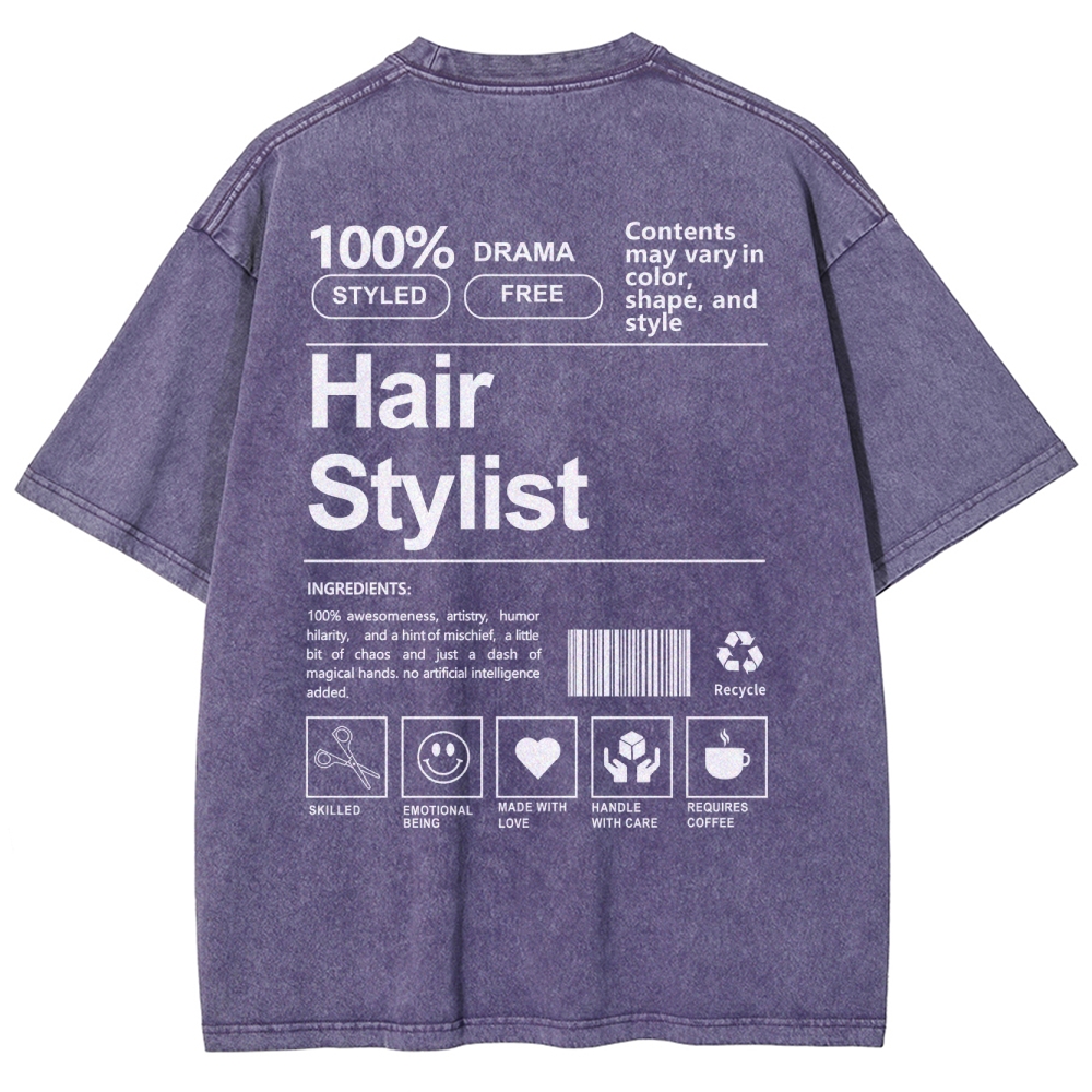 Hair Stylist Washed Vintage Short Sleeves T-Shirt-moweekender