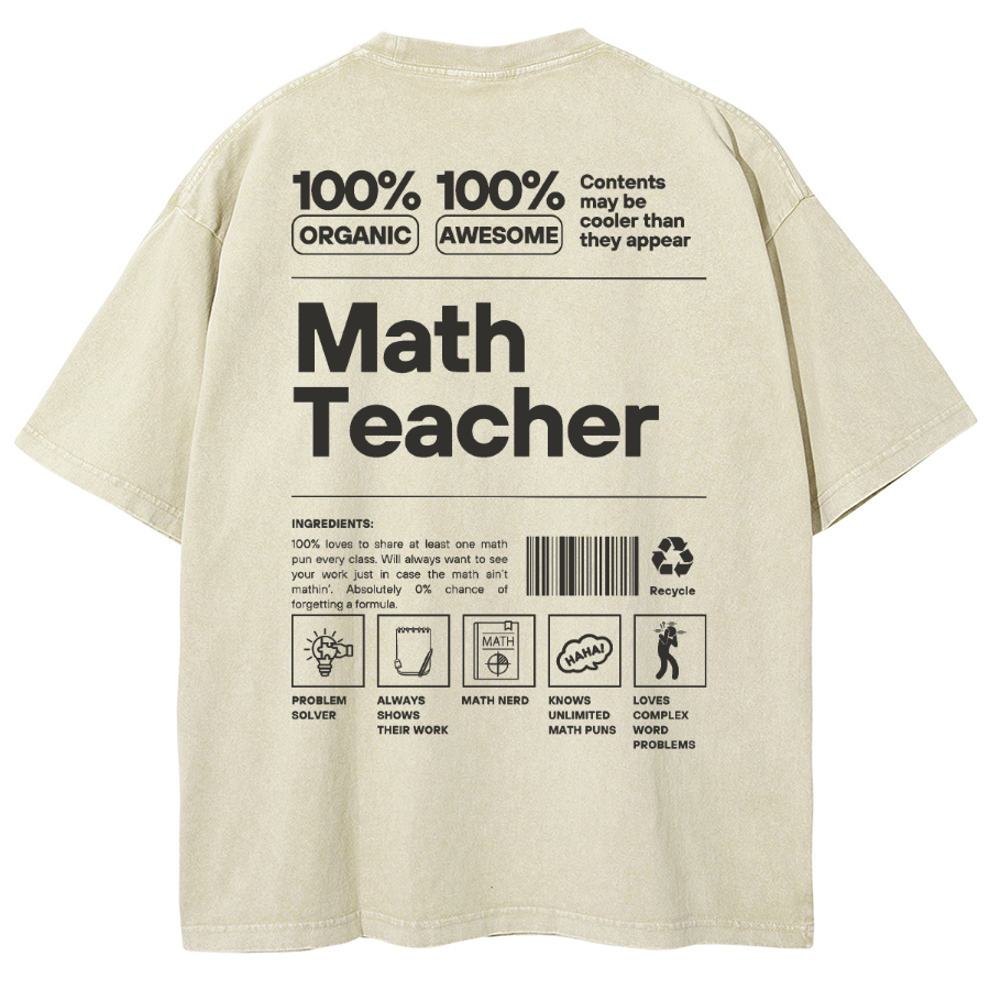 Math Teacher Unisex Fit Washed Oversized T-Shirt-moweekender