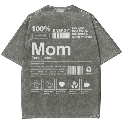 Mom Pattern Washed Vintage Short Sleeves T-Shirt-moweekender