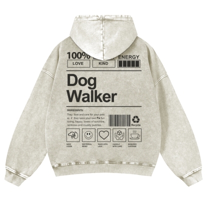Dog Walker Printed Vintage Washed Hoodie-moweekender