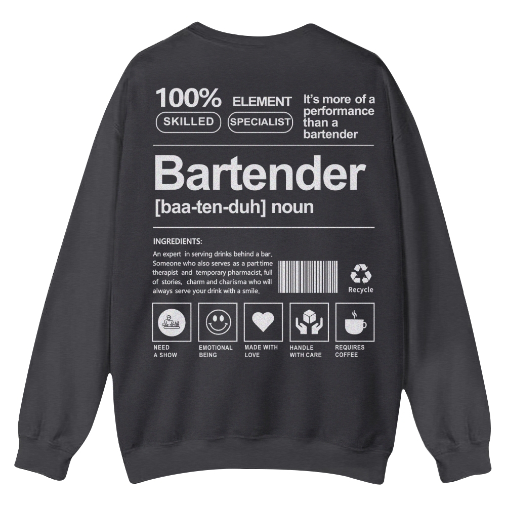 Bartender Printed Crew Neck Sweatshirt-moweekender