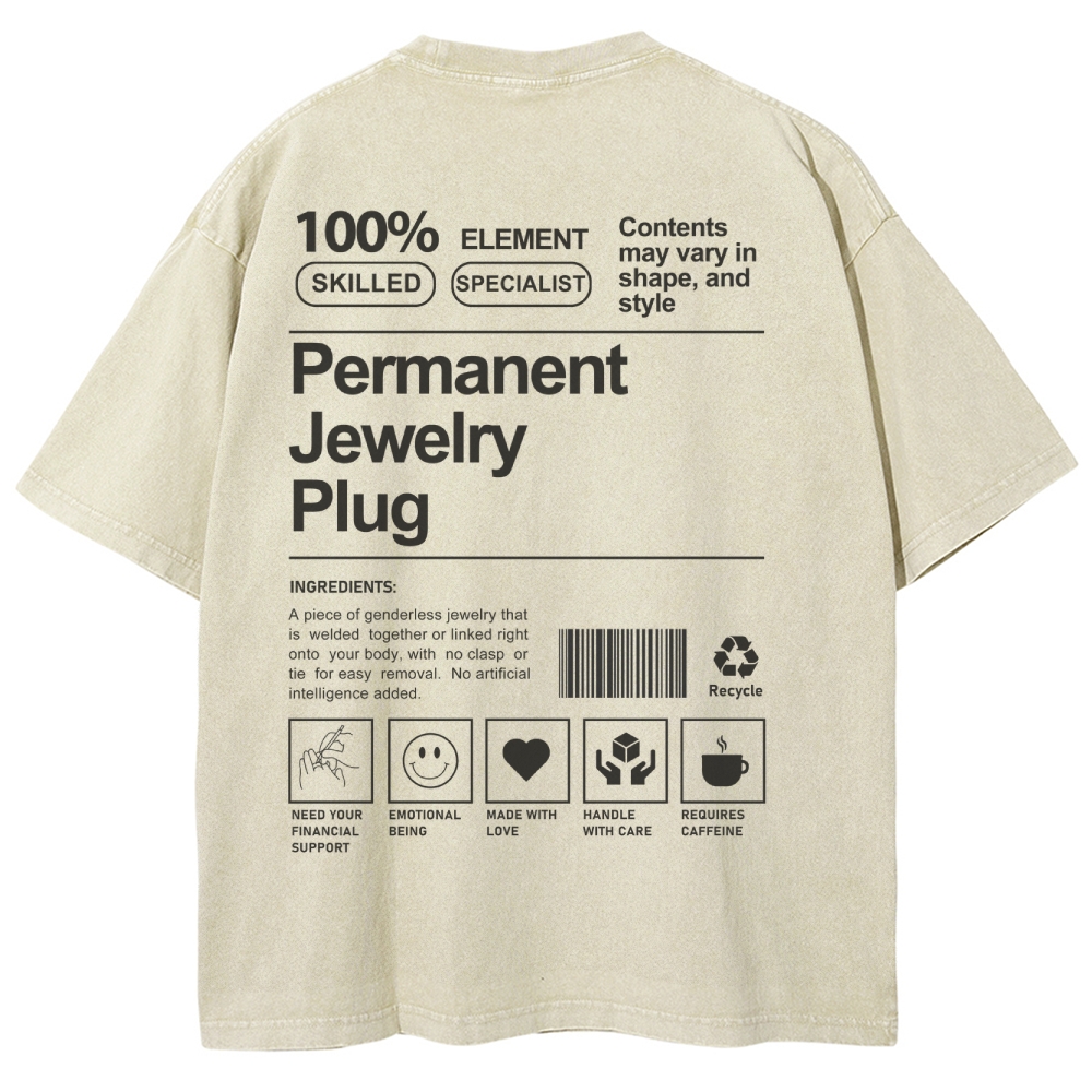 Permanent Jewelry Plug Unisex Fit Washed T-Shirt-moweekender