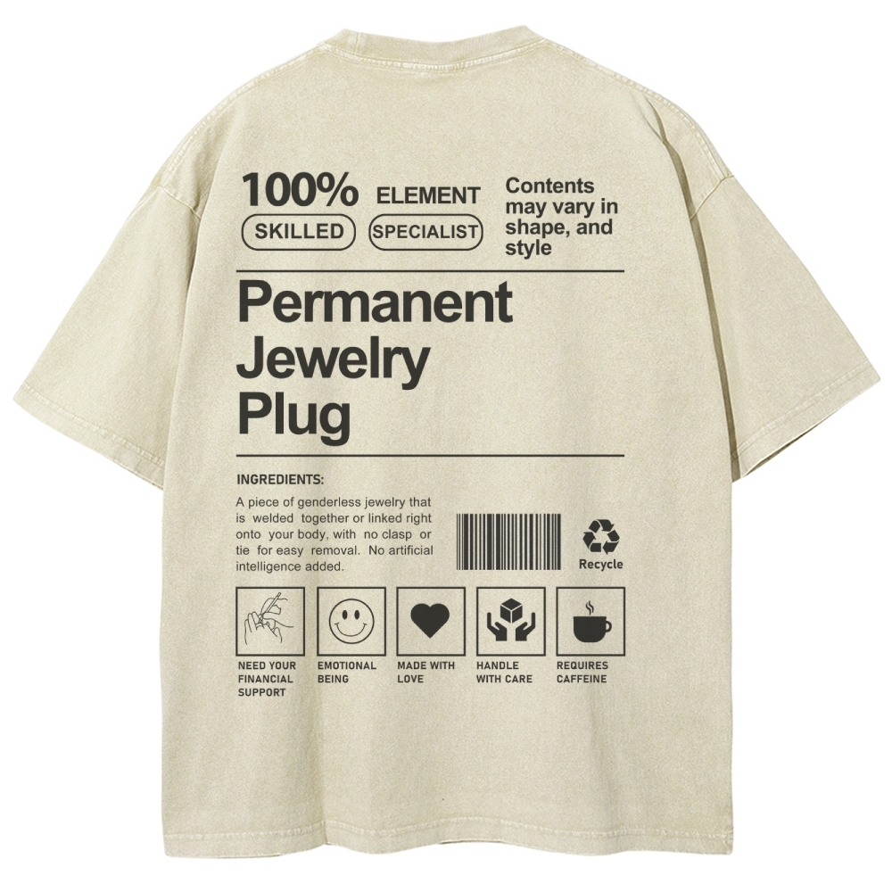 Permanent Jewelry Plug Unisex Fit Washed T-Shirt-moweekender