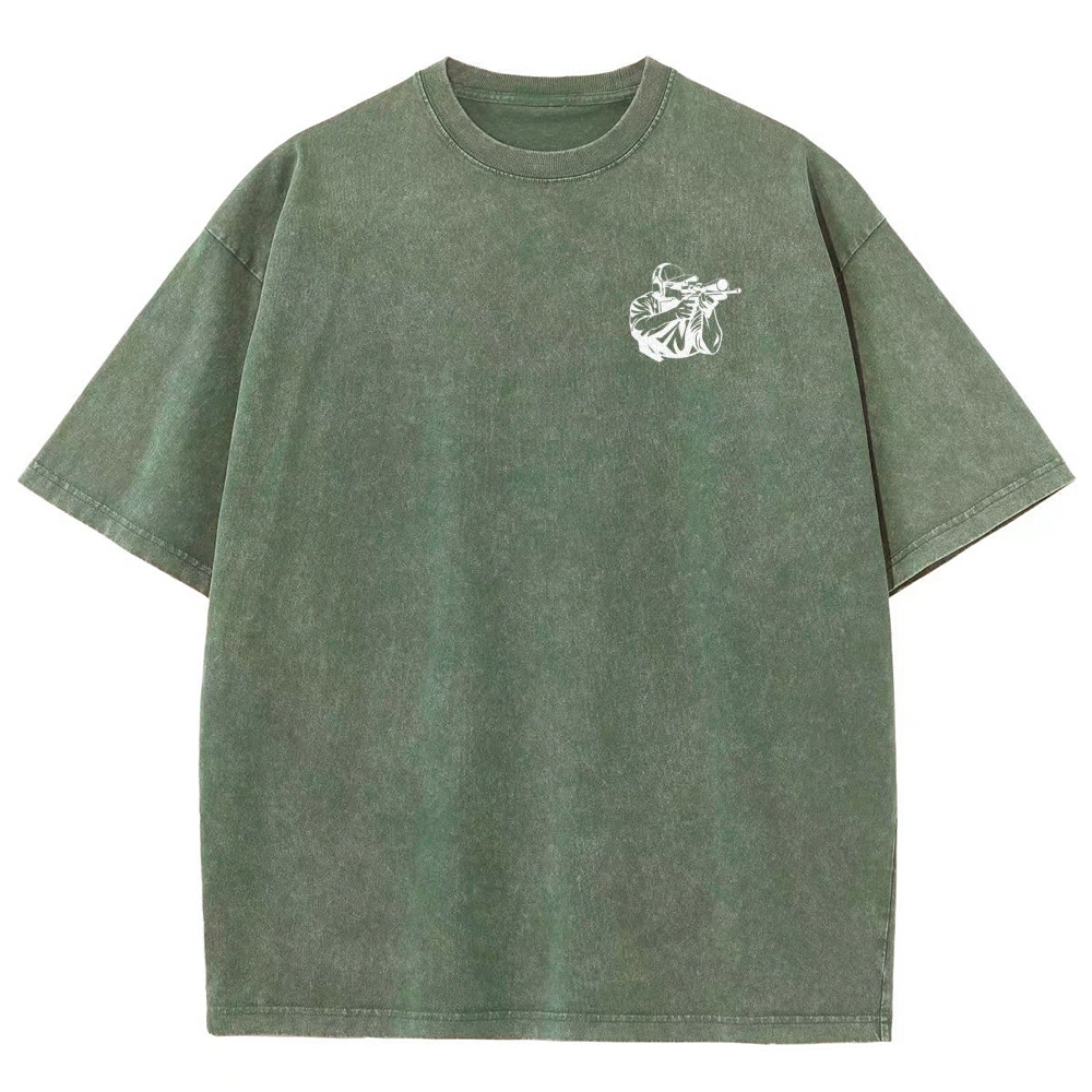 Shooting Instructor Pattern Washed Vintage Short Sleeves T-Shirt-moweekender