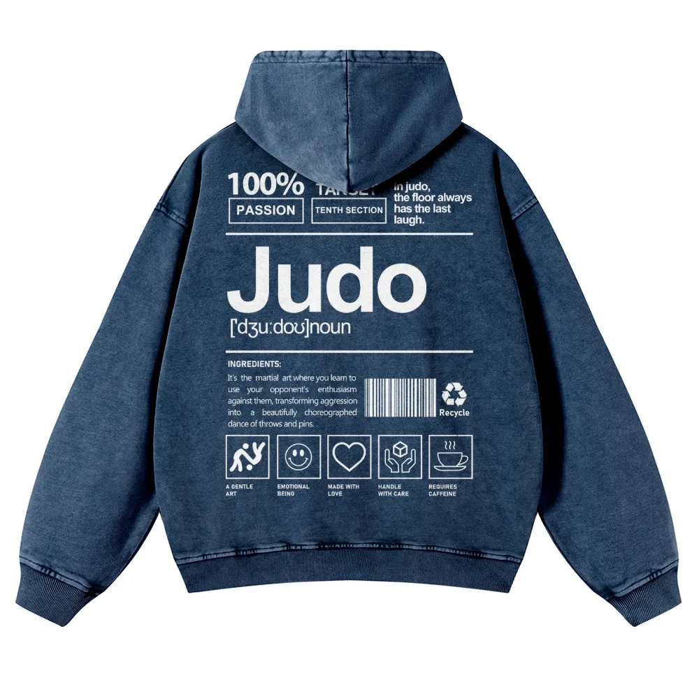 Judo Printed Vintage Washed Hoodie-moweekender