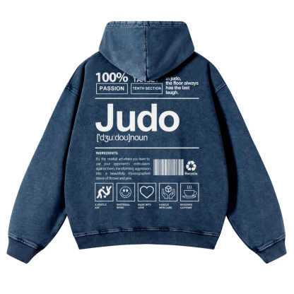 Judo Printed Vintage Washed Hoodie-moweekender