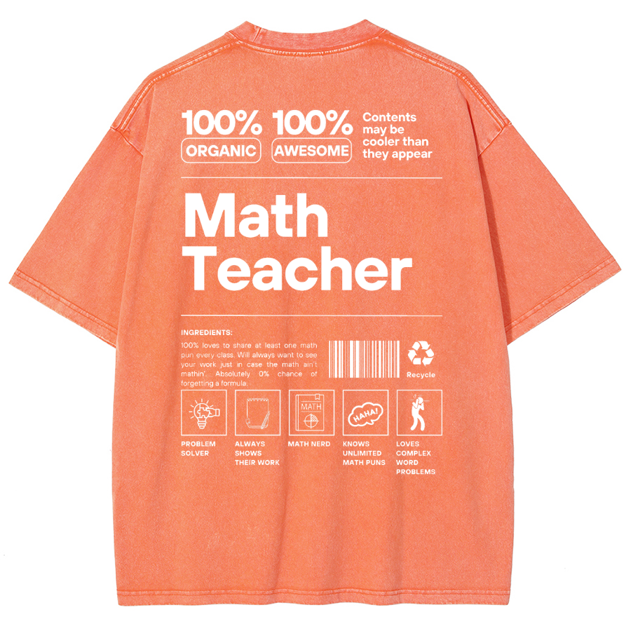 Math Teacher Unisex Fit Washed Oversized T-Shirt-moweekender