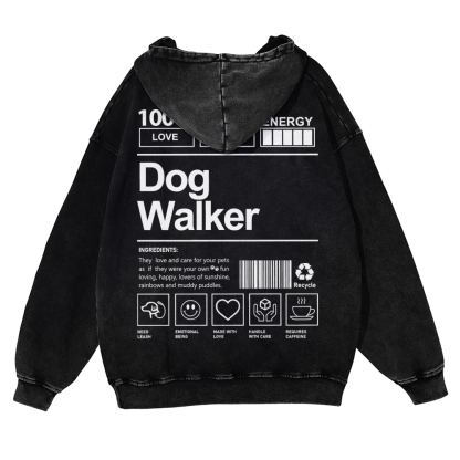 Dog Walker Printed Vintage Washed Hoodie-moweekender