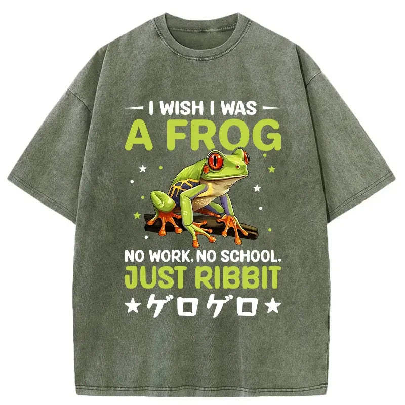 I Wish I Was A Frog Washed Vintage T-Shirt-moweekender