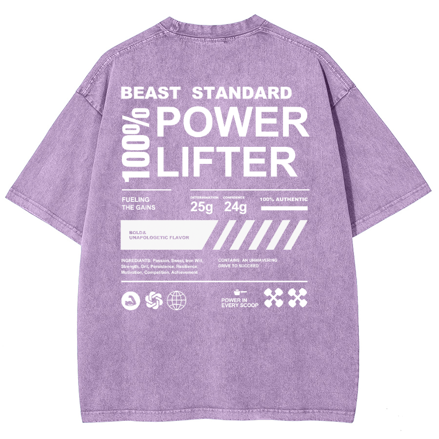 Beast Standard Power Lifter Unisex Fit Washed Oversized T-Shirt-moweekender