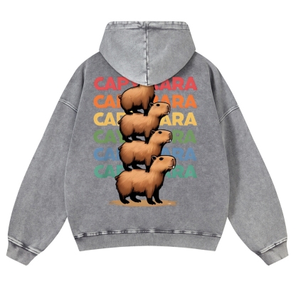 Capybara Jenga Vintage Washed Hoodie-moweekender