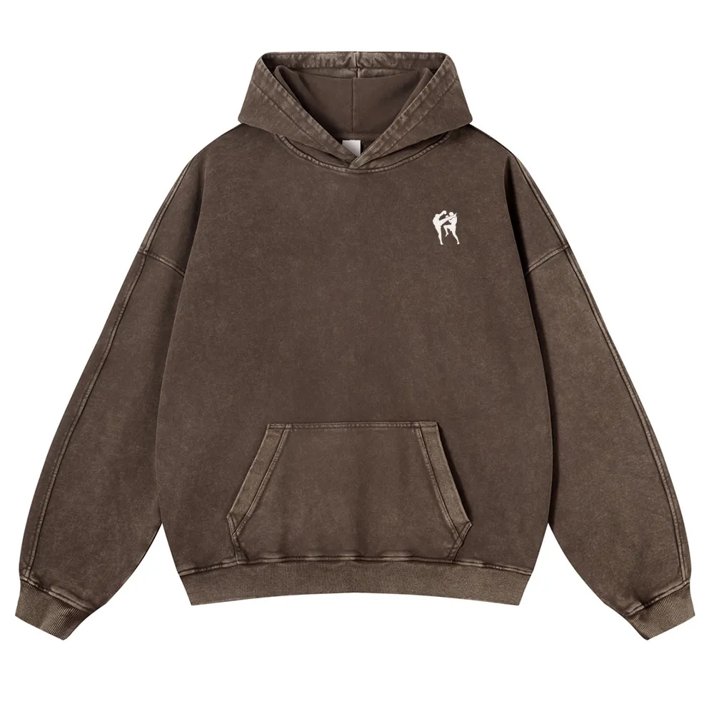 Muay Thai Printed Vintage Washed Hoodie-moweekender