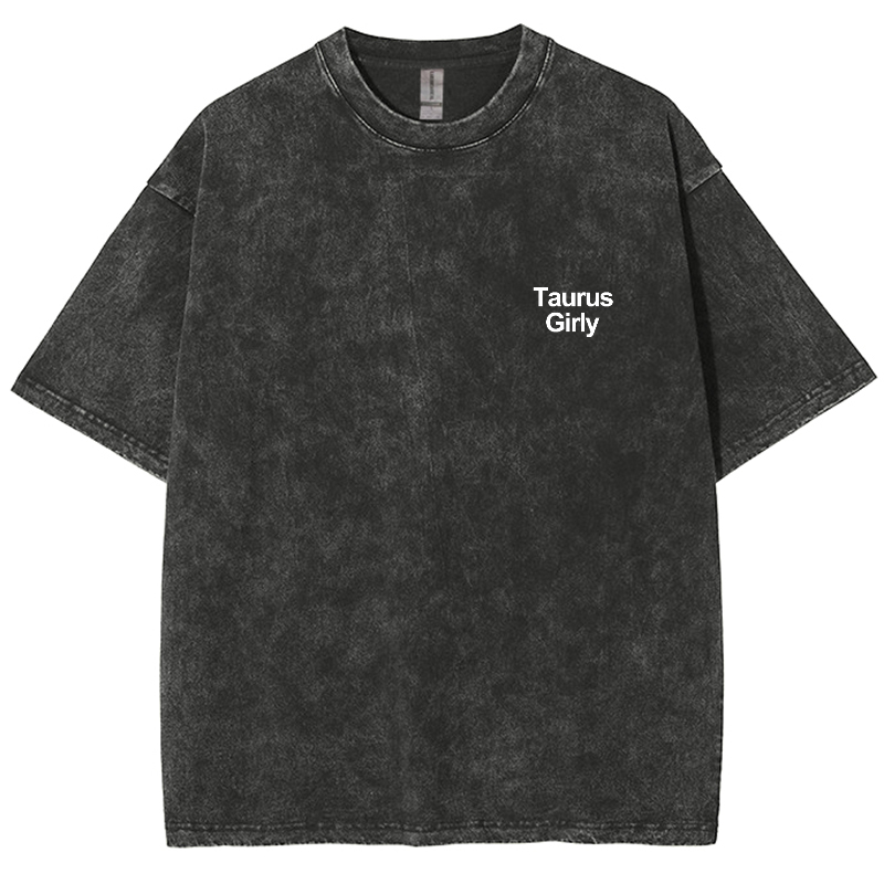Taurus Girly Unisex Fit Washed T-Shirt-moweekender