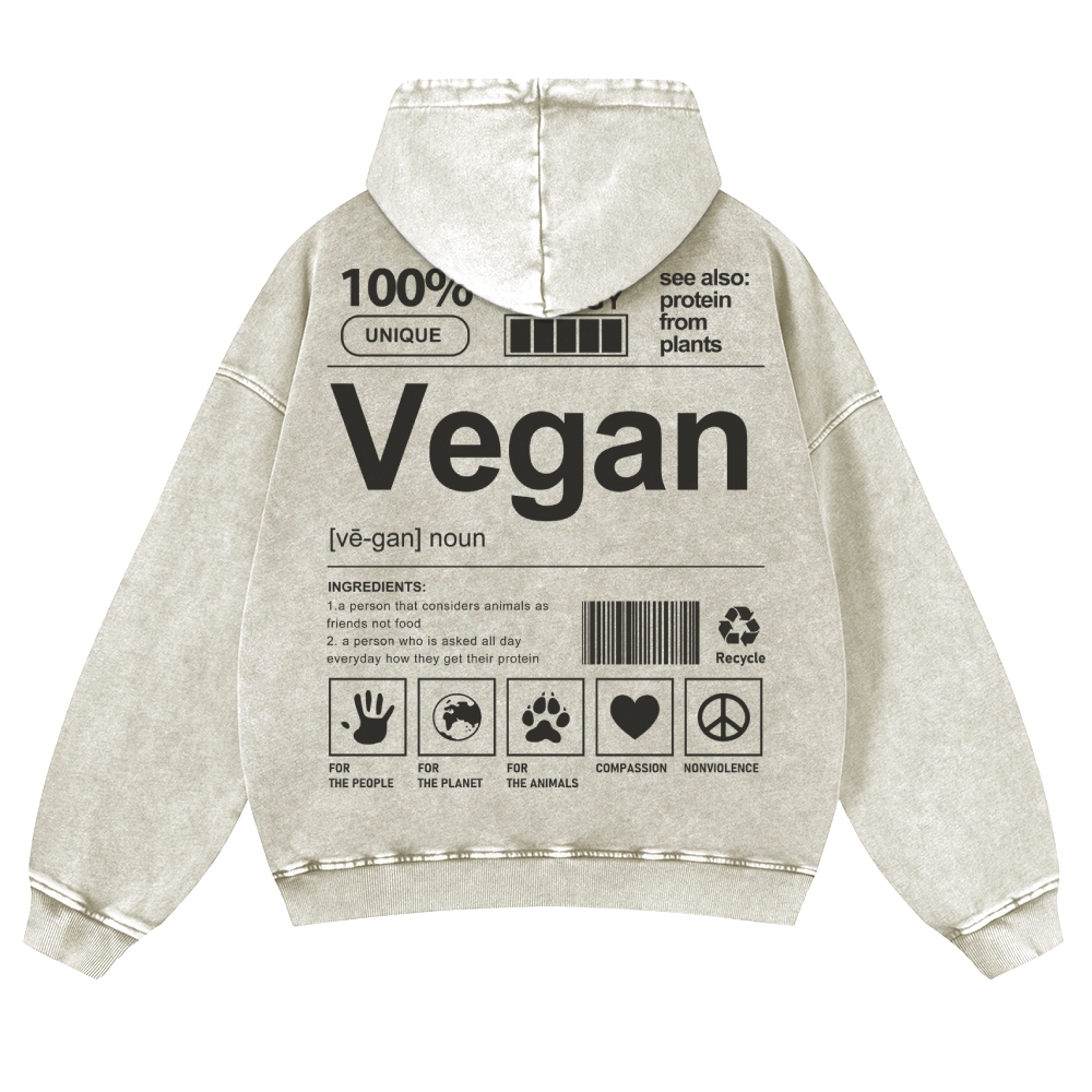 Vegan Printed Vintage Washed Hoodie-moweekender