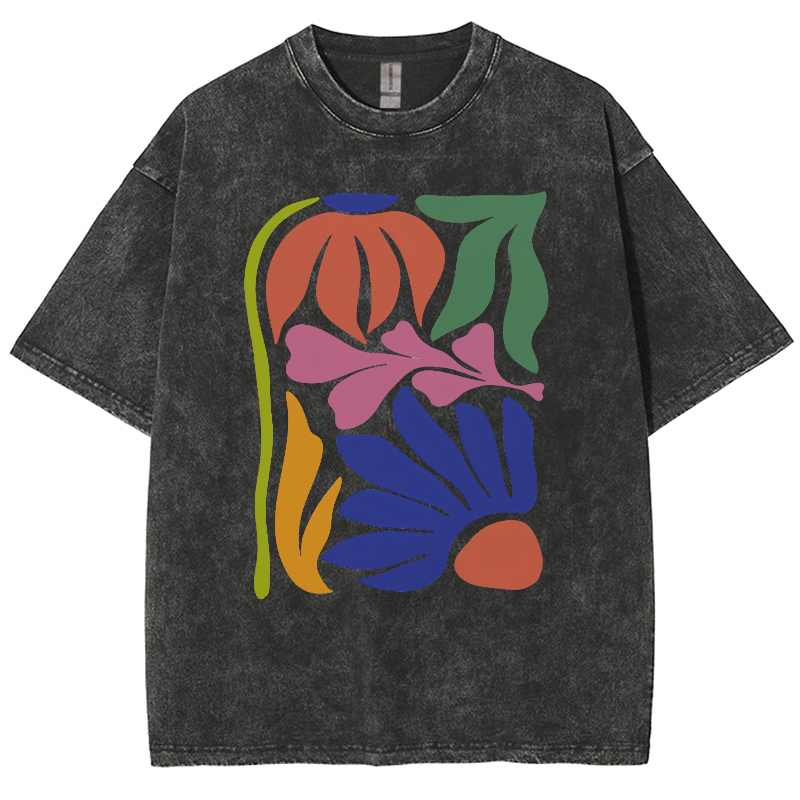 Wildflowers Matisse Art Washed Oversized T-Shirt-moweekender