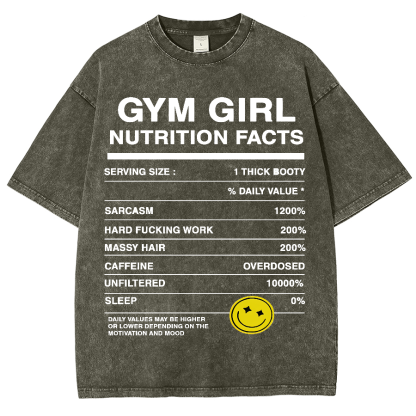 Gym Girly Nutrition Facts Unisex Fit Washed Oversized T-Shirt-moweekender