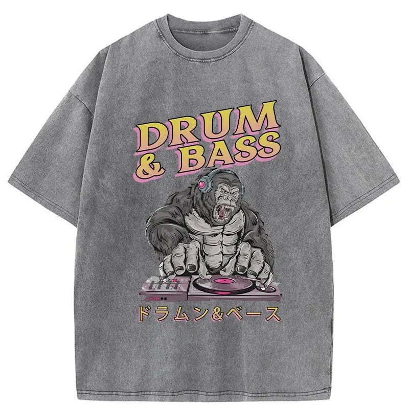 Drum&Bass DJ Gorilla Washed Vintage T-Shirt-moweekender