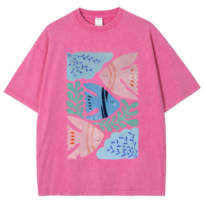 Fish and Coral Vintage Snowflake Washed T-Shirt-moweekender