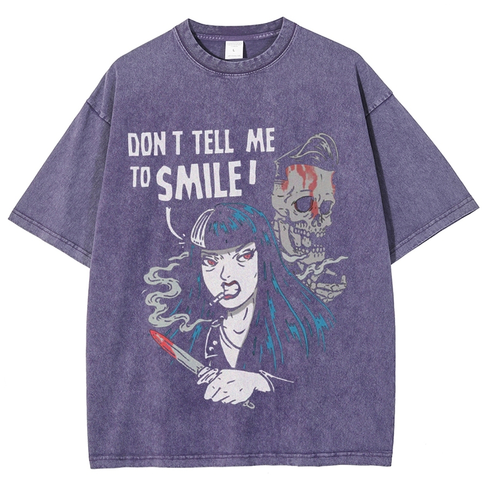Don'T Tell Me To Smile Vintage Snowflake Washed T-Shirt-moweekender