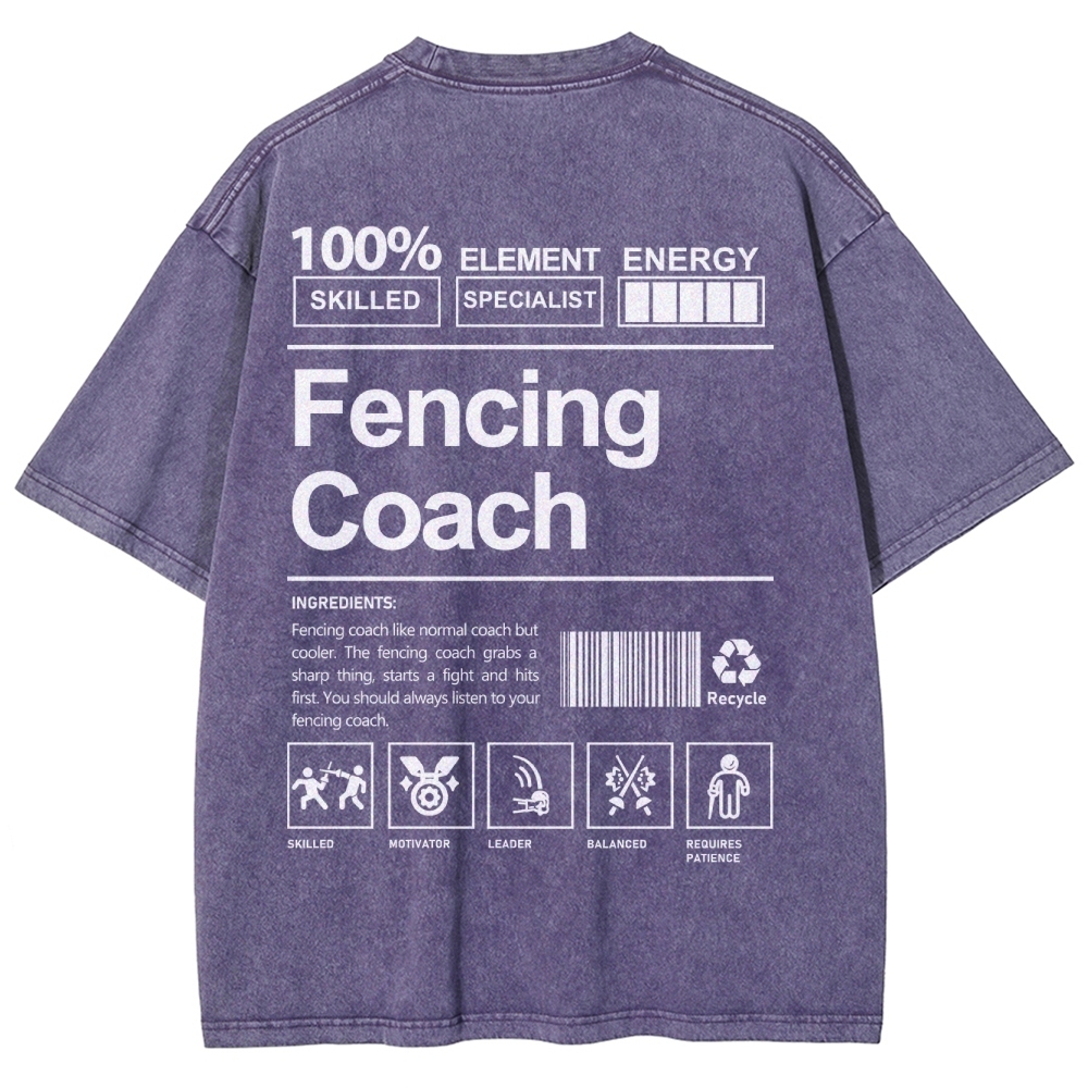 Fencing Coach Unisex Fit Washed T-Shirt-moweekender