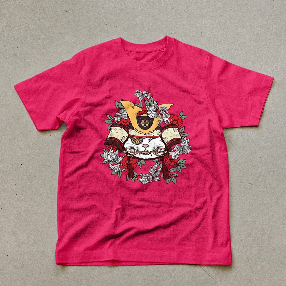 Japanese Goldfish Cat Casual Unisex Prints T-Shirt-moweekender