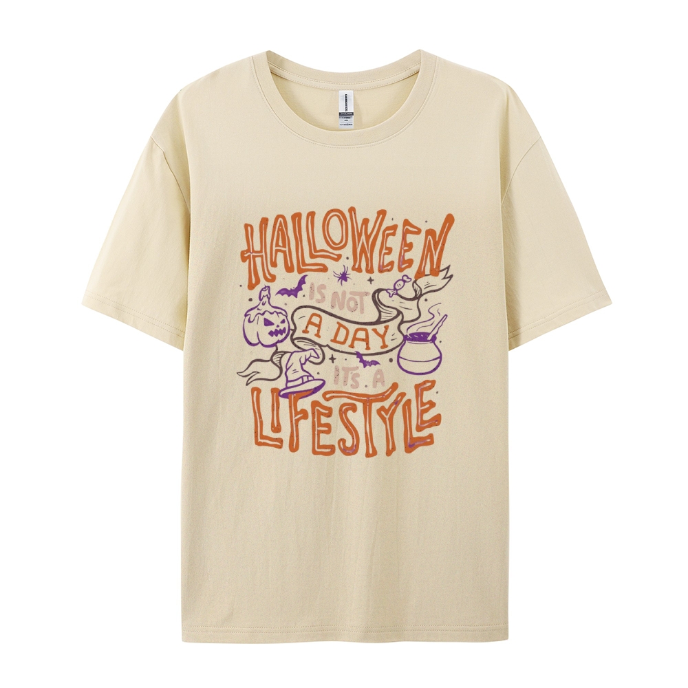 Halloween is life Cotton Short-Sleeved T-Shirt-moweekender