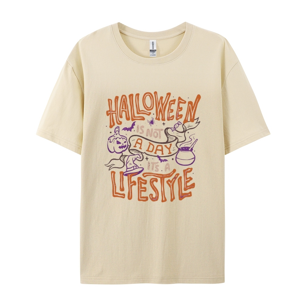 Halloween is life Cotton Short-Sleeved T-Shirt-moweekender