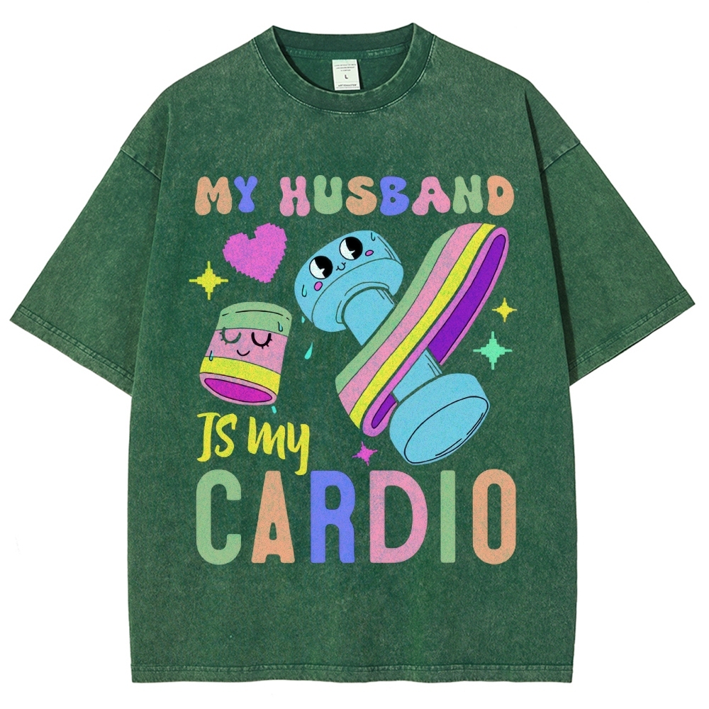 My Husband Is My Cardio Vintage Snowflake Washed T-Shirt-moweekender