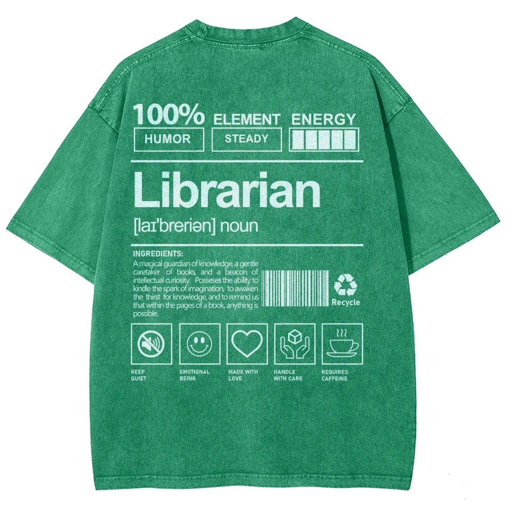 Librarian Unisex Fit Washed T-Shirt-moweekender