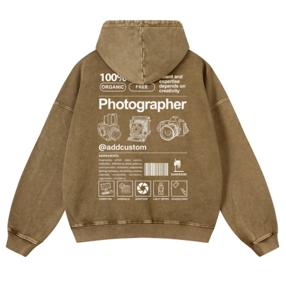 Photographer Addcustom Casual Washed Hoodie